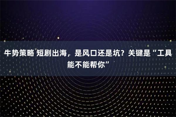 牛势策略 短剧出海，是风口还是坑？关键是“工具能不能帮你”
