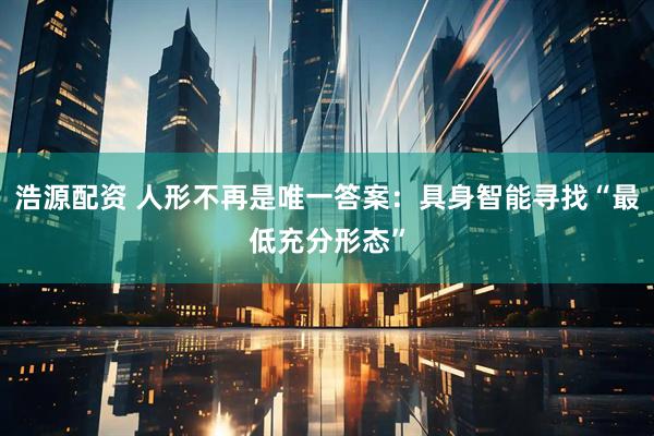 浩源配资 人形不再是唯一答案：具身智能寻找“最低充分形态”